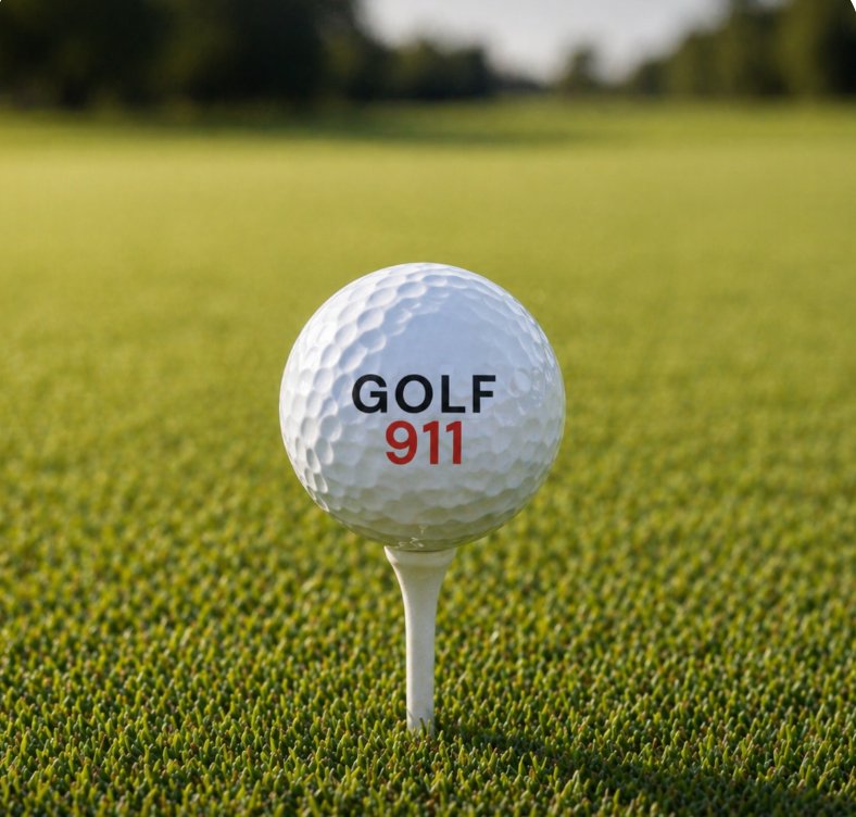 Golf 911 ball on tee